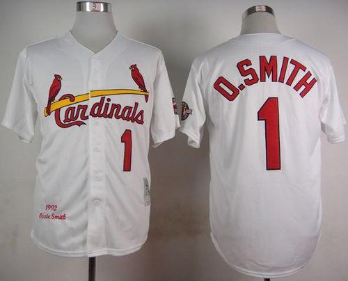 Mitchell And Ness 1992 Cardinals #1 Ozzie Smith White Stitched MLB Jersey